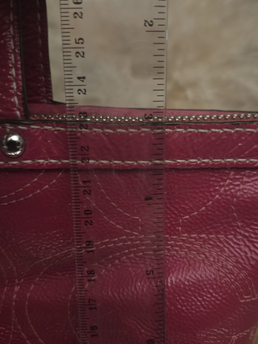 Vintage Y2K Coach Patent Leather Tote | Berry Pink Signature C Logo - Picture 12 of 17